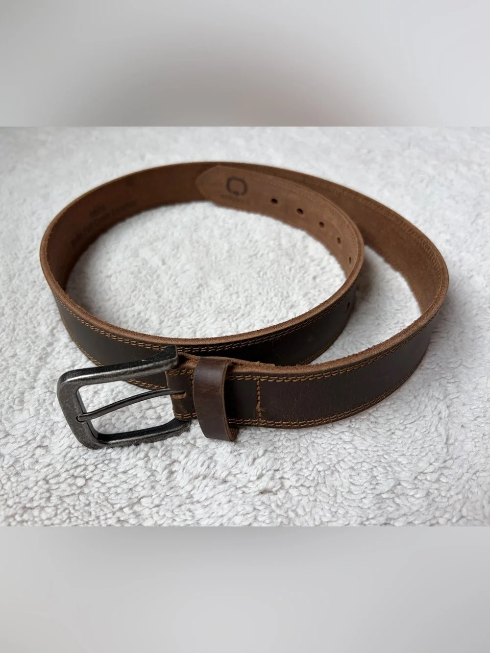 Chaoren Men's Brown Leather Belt with Metal Buckle Size 105 cm or 28 to 34